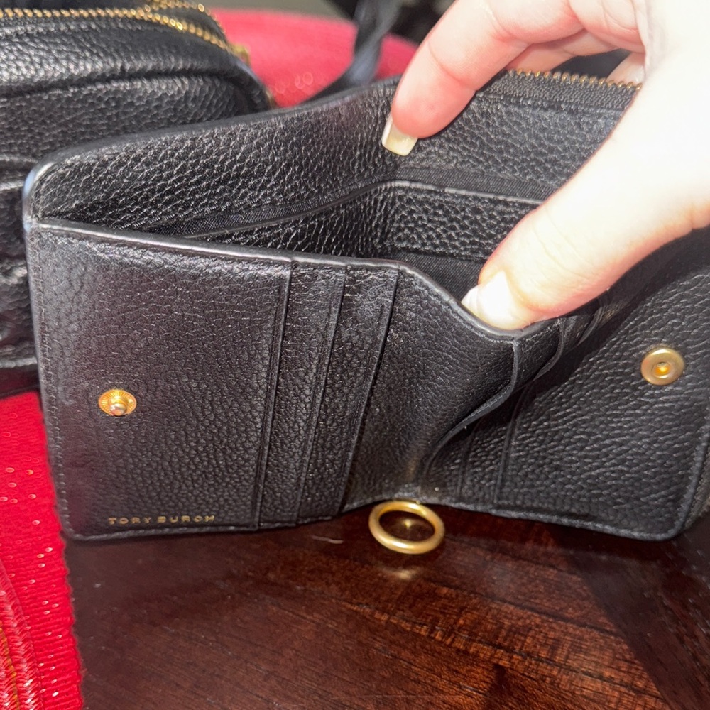 Tory Burch Black Miller Crossbody Bag and Matching Wallet with Gold Accents - Picture 8 of 13